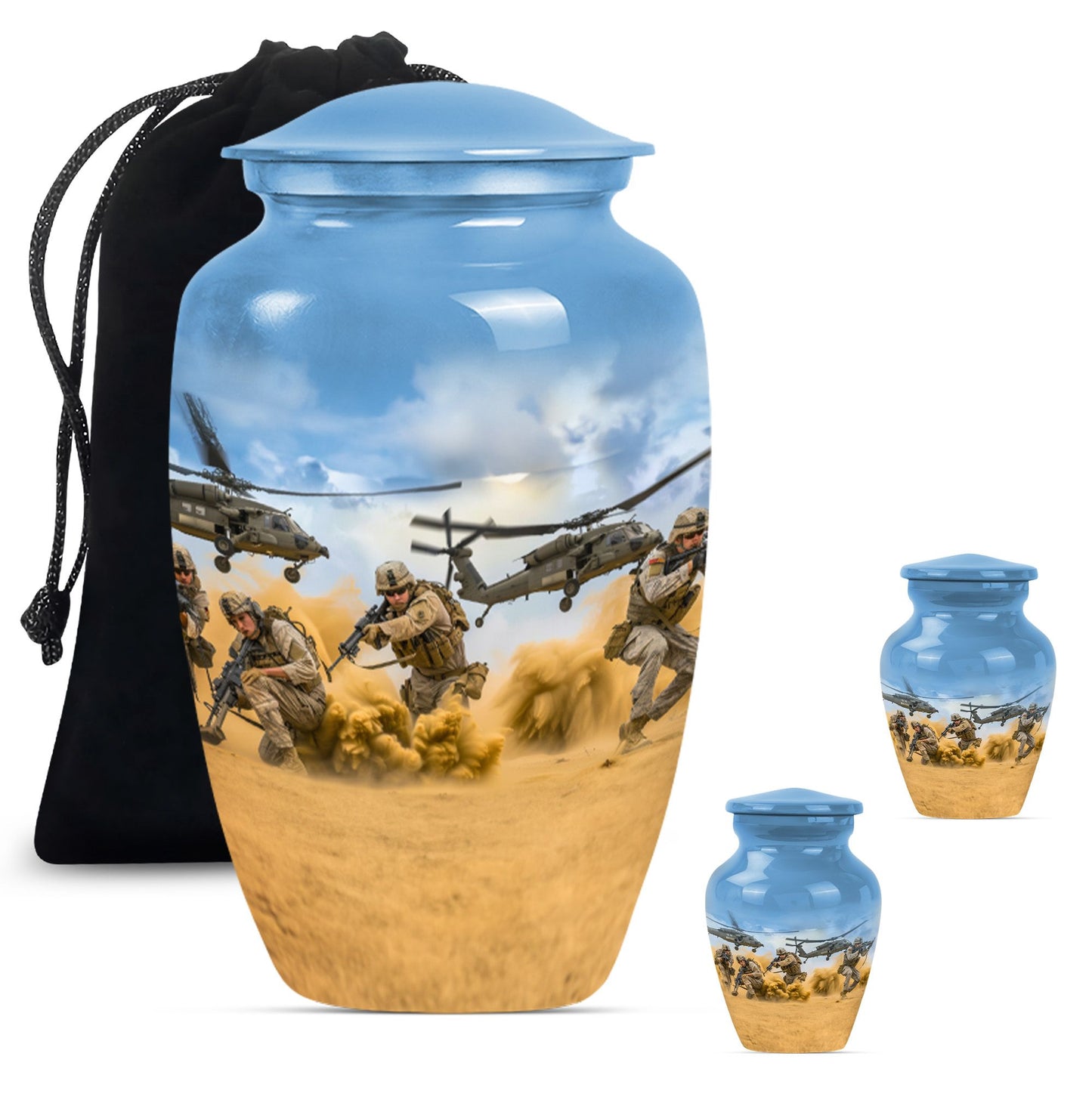 Personalized Military Keepsake Urn for Human Ashes - 10-inch, 200 cu in - Yatskia