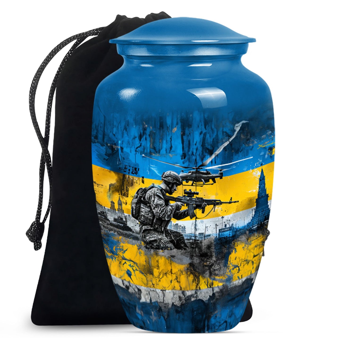 Personalized Military Cremation Urn for Human Ashes - 10-inch, 200 cu in - Yatskia