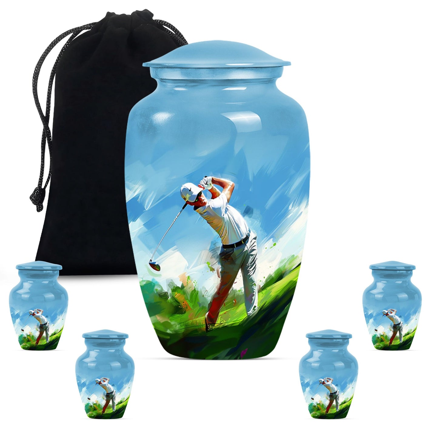 Personalized Golf Keepsake Urn for Human Ashes - 10-inch, 200 cu in - Yatskia