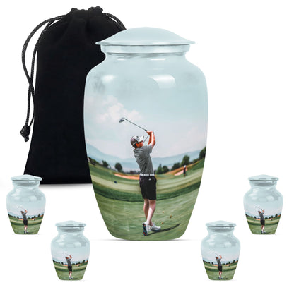Personalized Golf Memorial Urn for Human Ashes - 10-inch, 200 cu in - Yatskia