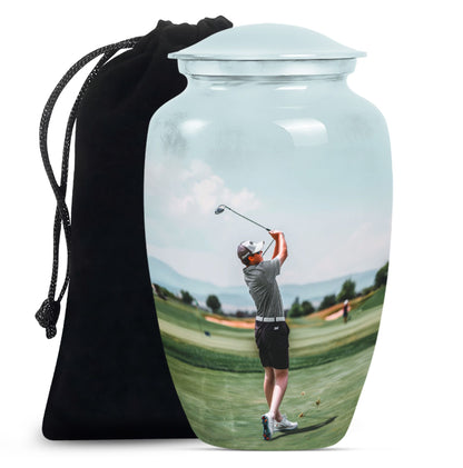 Personalized Golf Memorial Urn for Human Ashes - 10-inch, 200 cu in - Yatskia