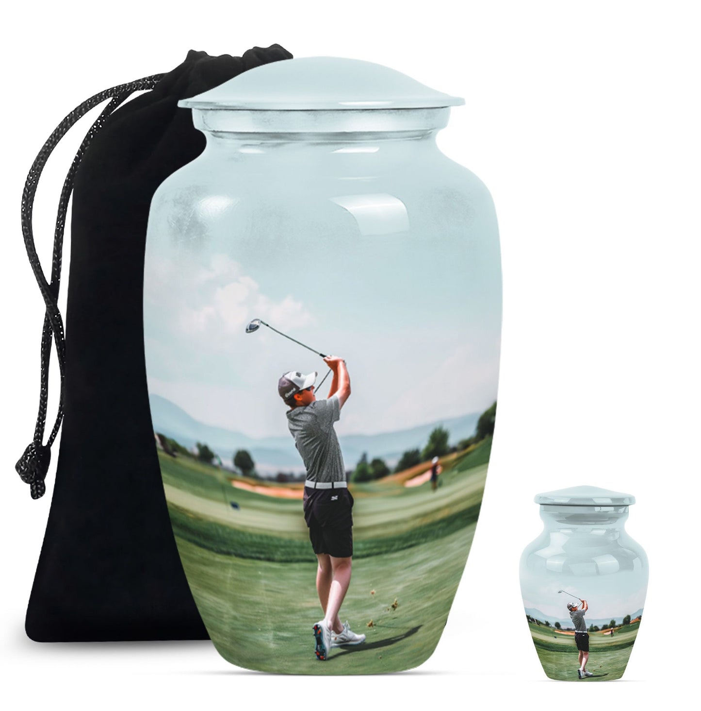 Personalized Golf Memorial Urn for Human Ashes - 10-inch, 200 cu in - Yatskia