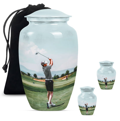 Personalized Golf Memorial Urn for Human Ashes - 10-inch, 200 cu in - Yatskia