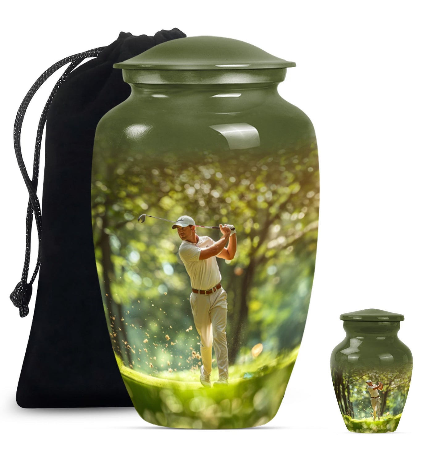 Personalized Golf Cremation Urn for Adult - 10-inch, 200 cu in - Yatskia