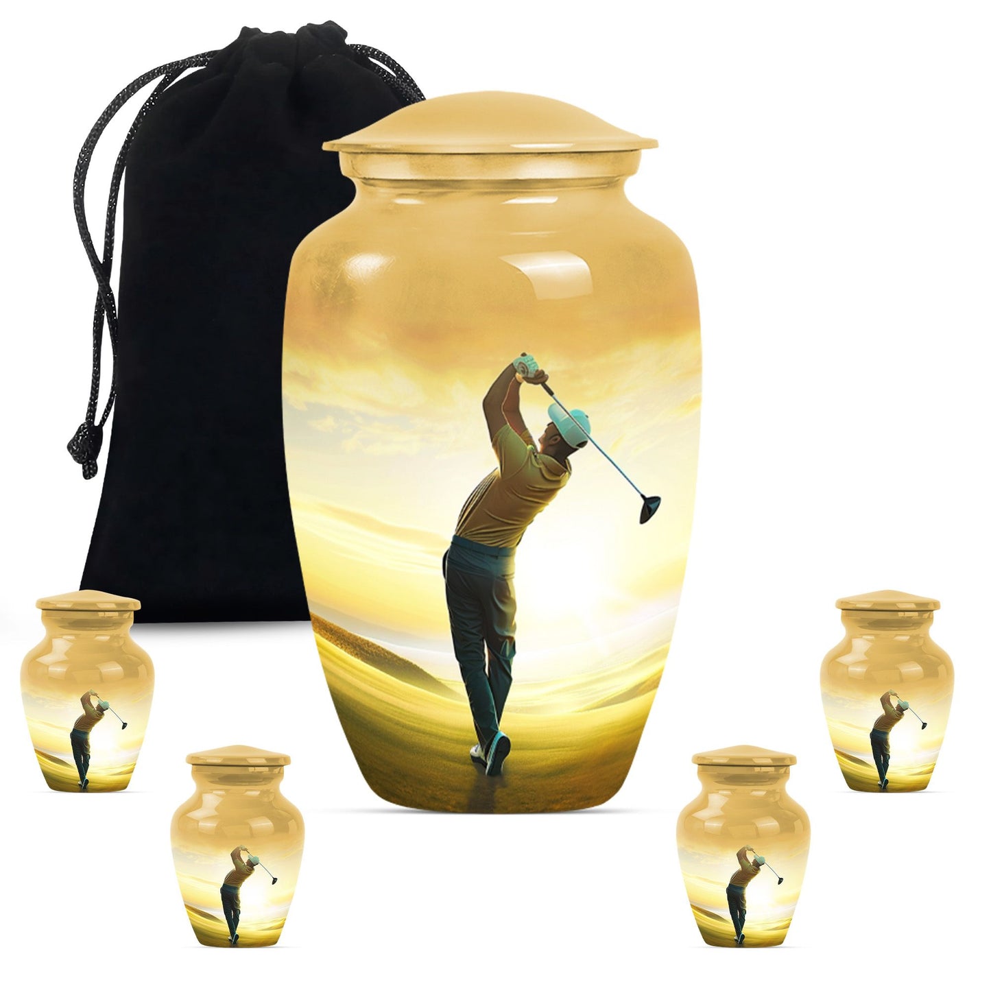 Personalized Golf Memorial Urn for Human Ashes - 10-inch, 200 cu in - Yatskia
