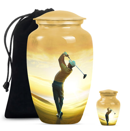 Personalized Golf Memorial Urn for Human Ashes - 10-inch, 200 cu in - Yatskia