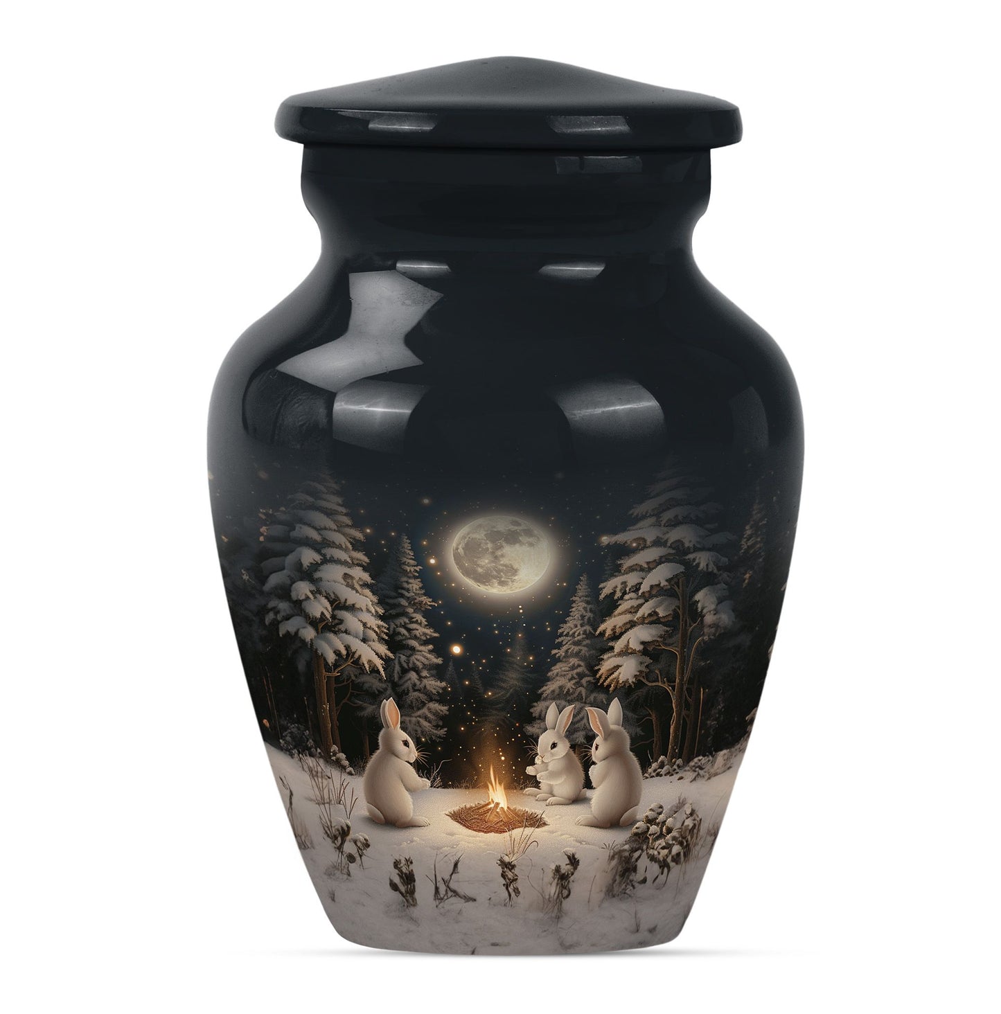White Personalized Galaxy Cremation Urn for Human Ashes - 10-inch, 200 cu in - Yatskia