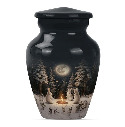 White Bunny Moon Urn For Ashes Adult Female Funeral, Ashes Urn