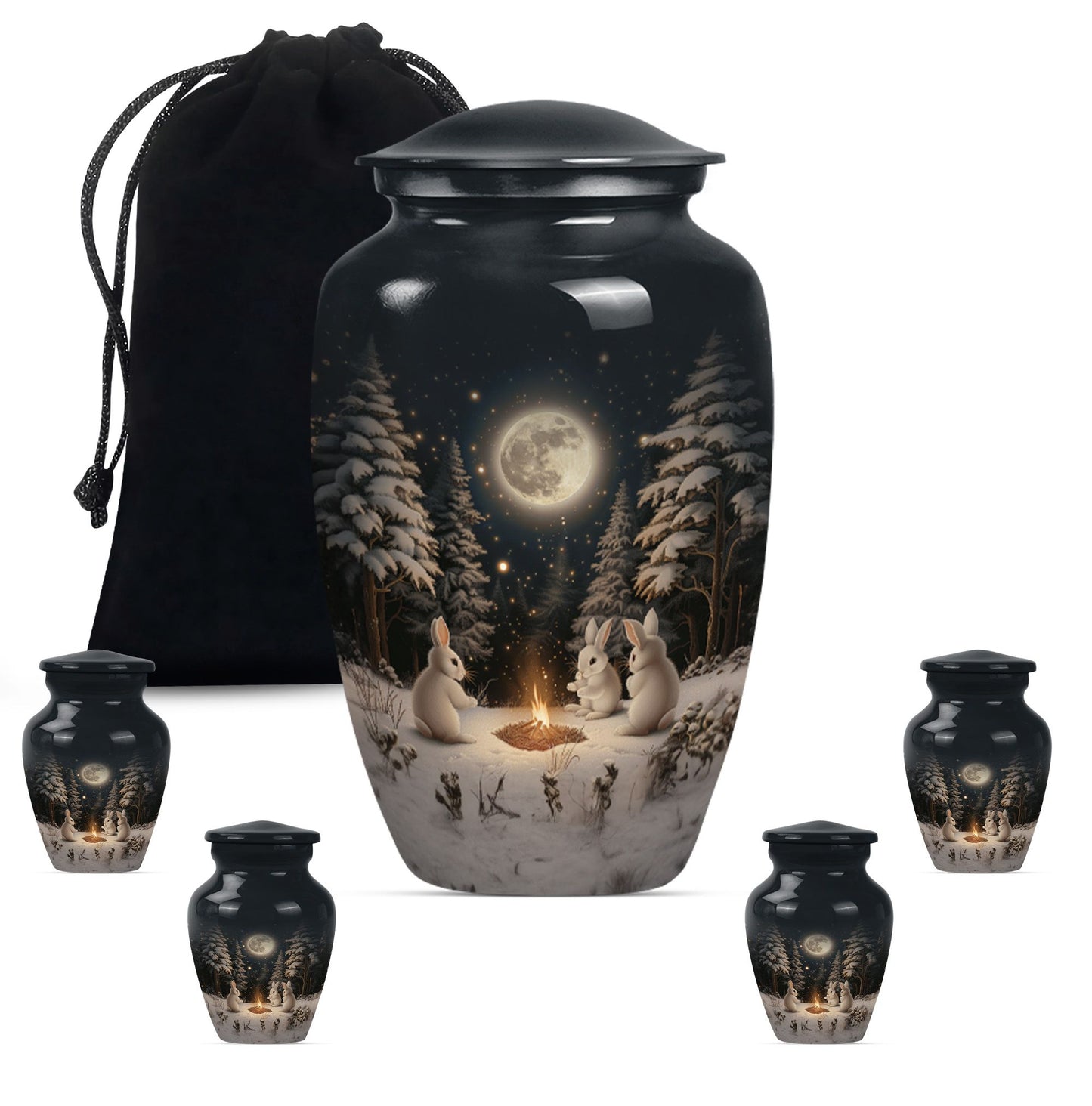 White Personalized Galaxy Cremation Urn for Human Ashes - 10-inch, 200 cu in - Yatskia