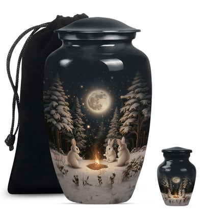 White Personalized Galaxy Cremation Urn for Human Ashes - 10-inch, 200 cu in - Yatskia