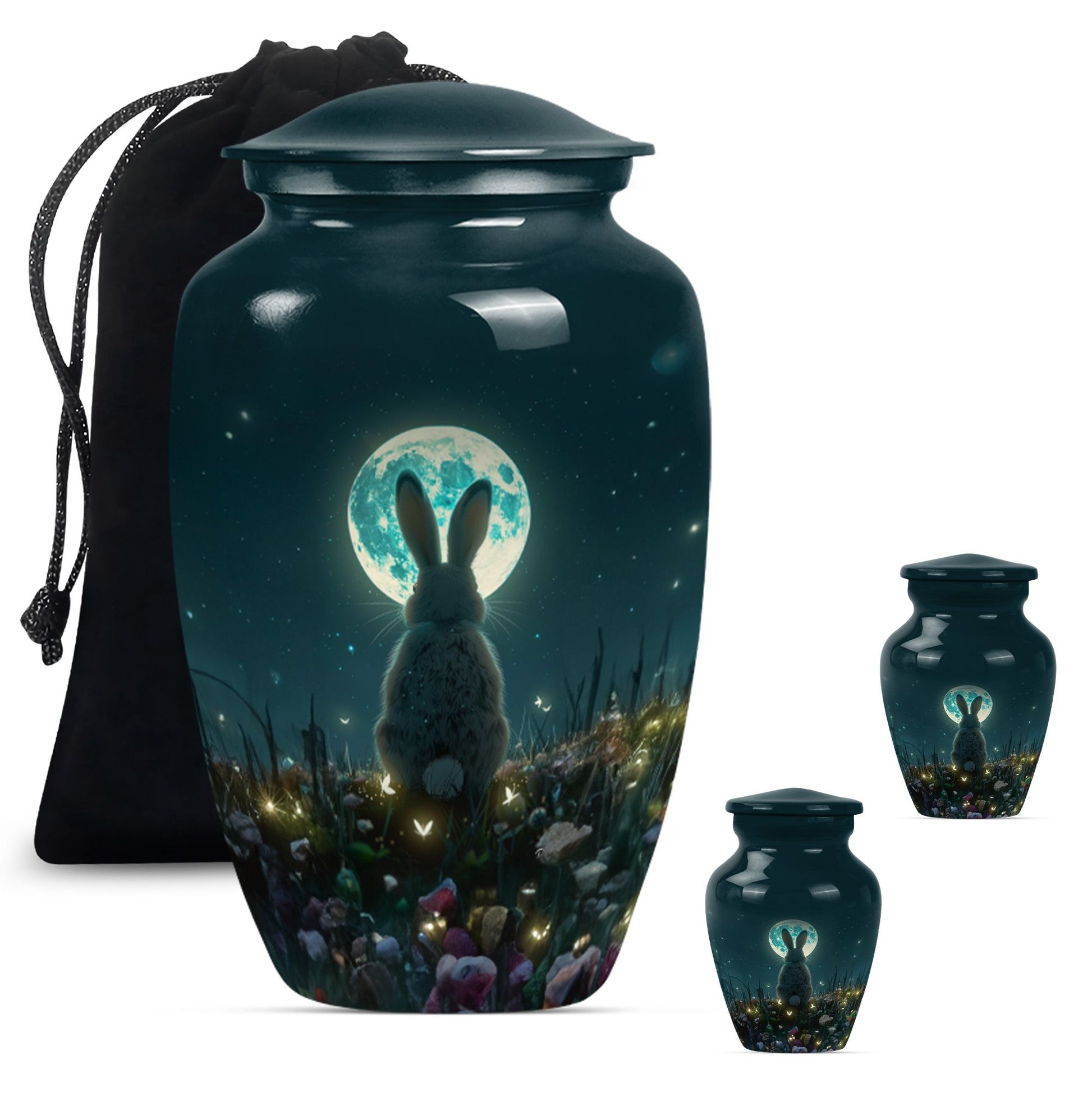 White Bunny Moon Small Urns For Ashes Large Funeral, Ashes Urn