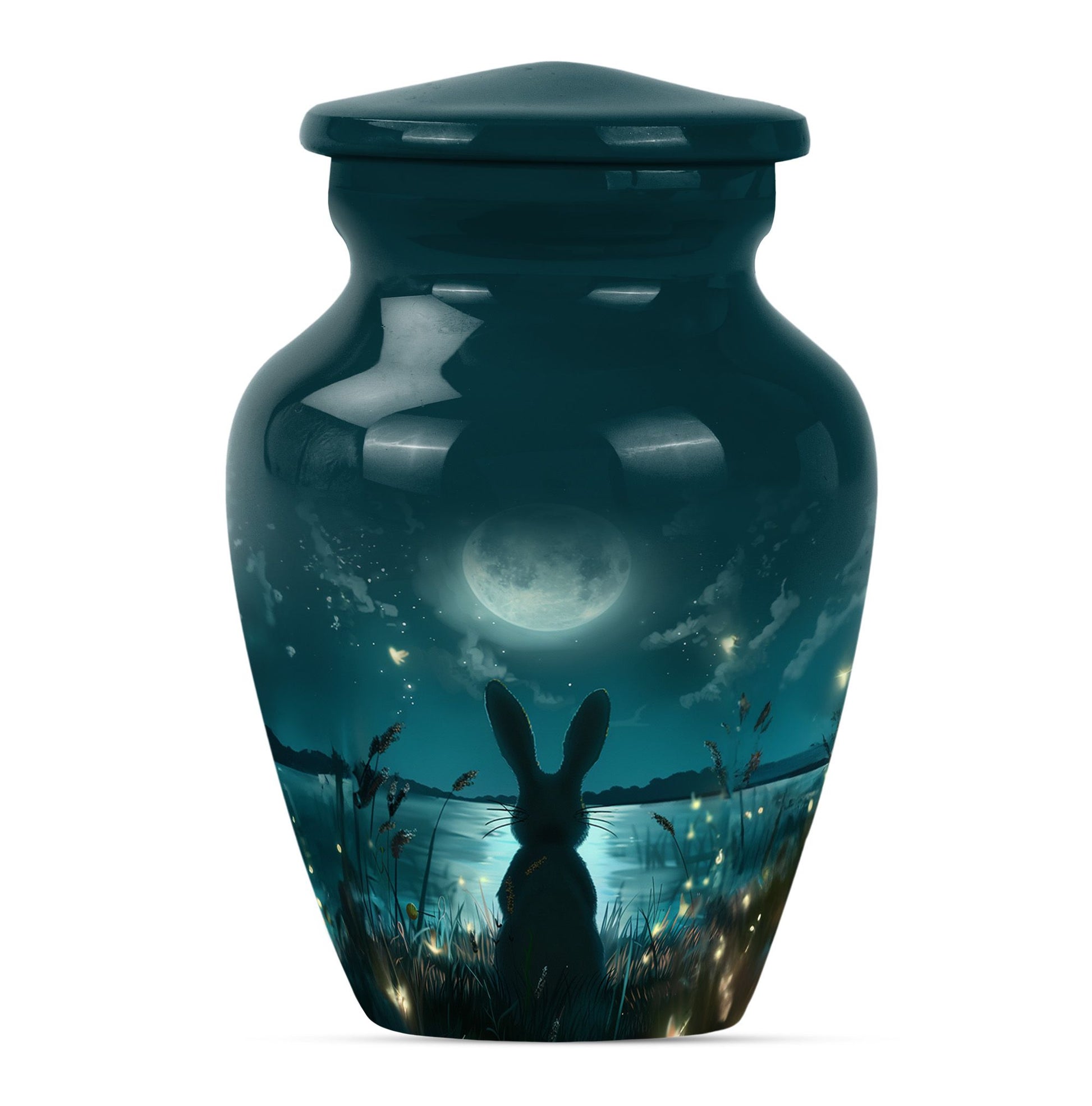 White Bunny Moon Funeral Urn For Adults Funeral, Ashes Urn For Ashes