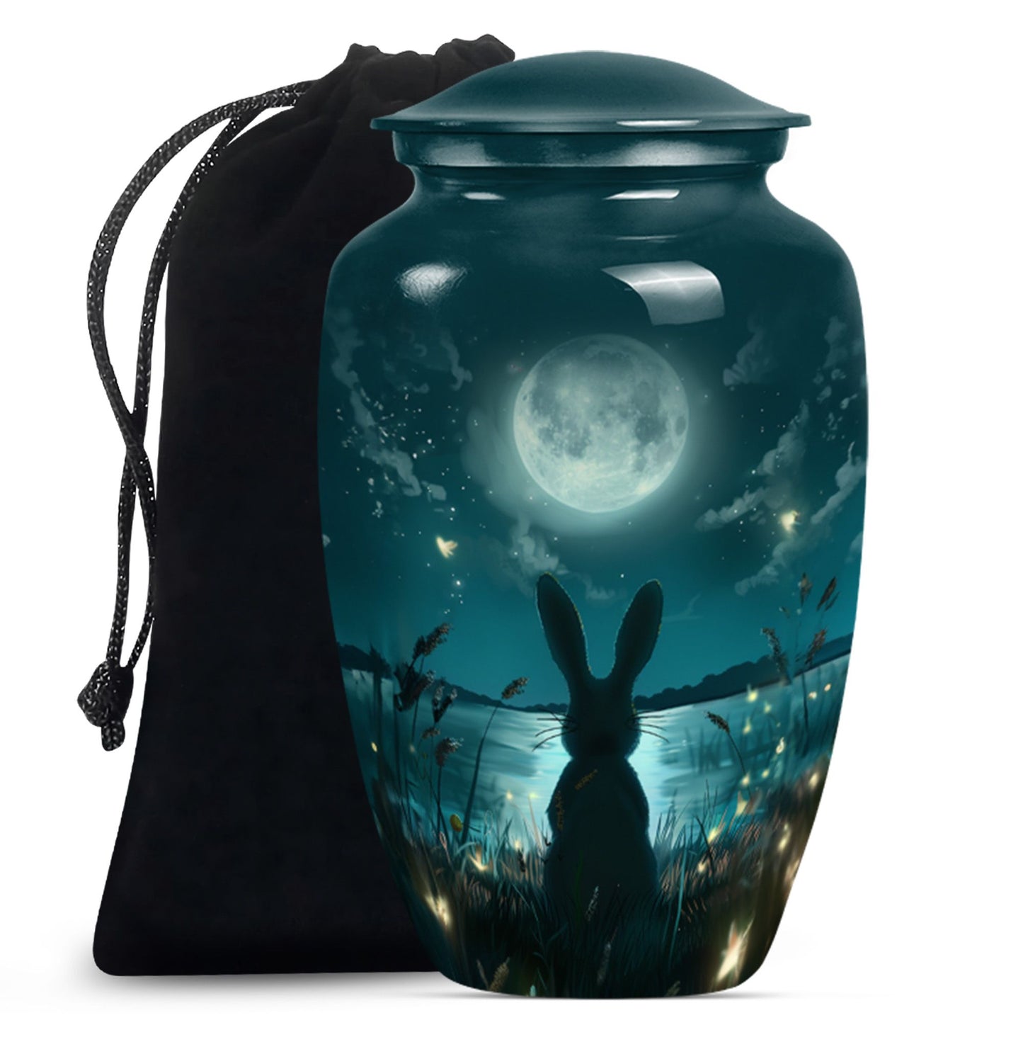 White Personalized Galaxy Cremation Urn for Adults - 10-inch, 200 cu in - Yatskia