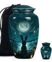 White Bunny Moon Funeral Urn For Adults Funeral, Ashes Urn For Ashes