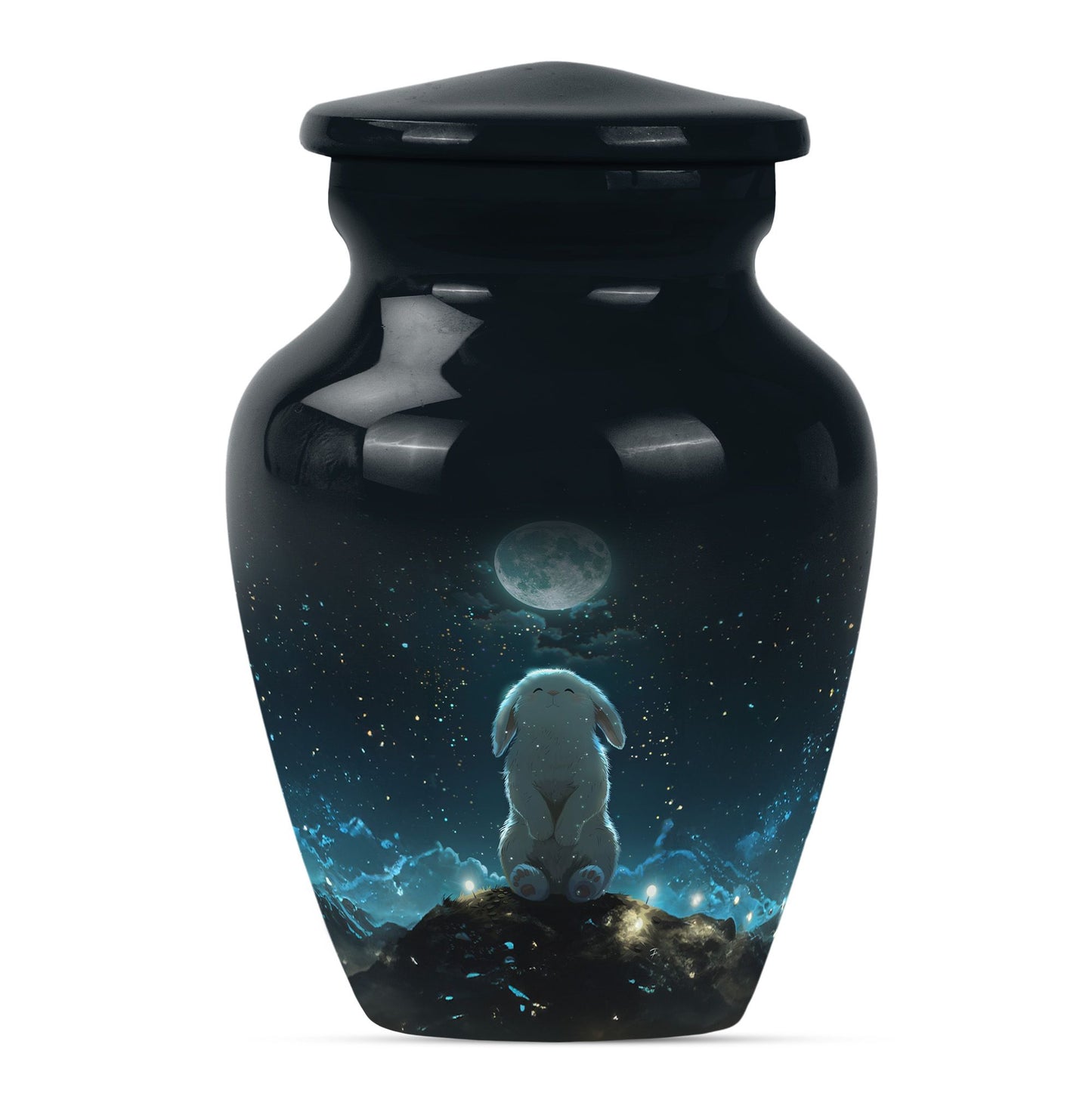 White Personalized Galaxy Cremation Urn for Women - 10-inch, 200 cu in - Yatskia