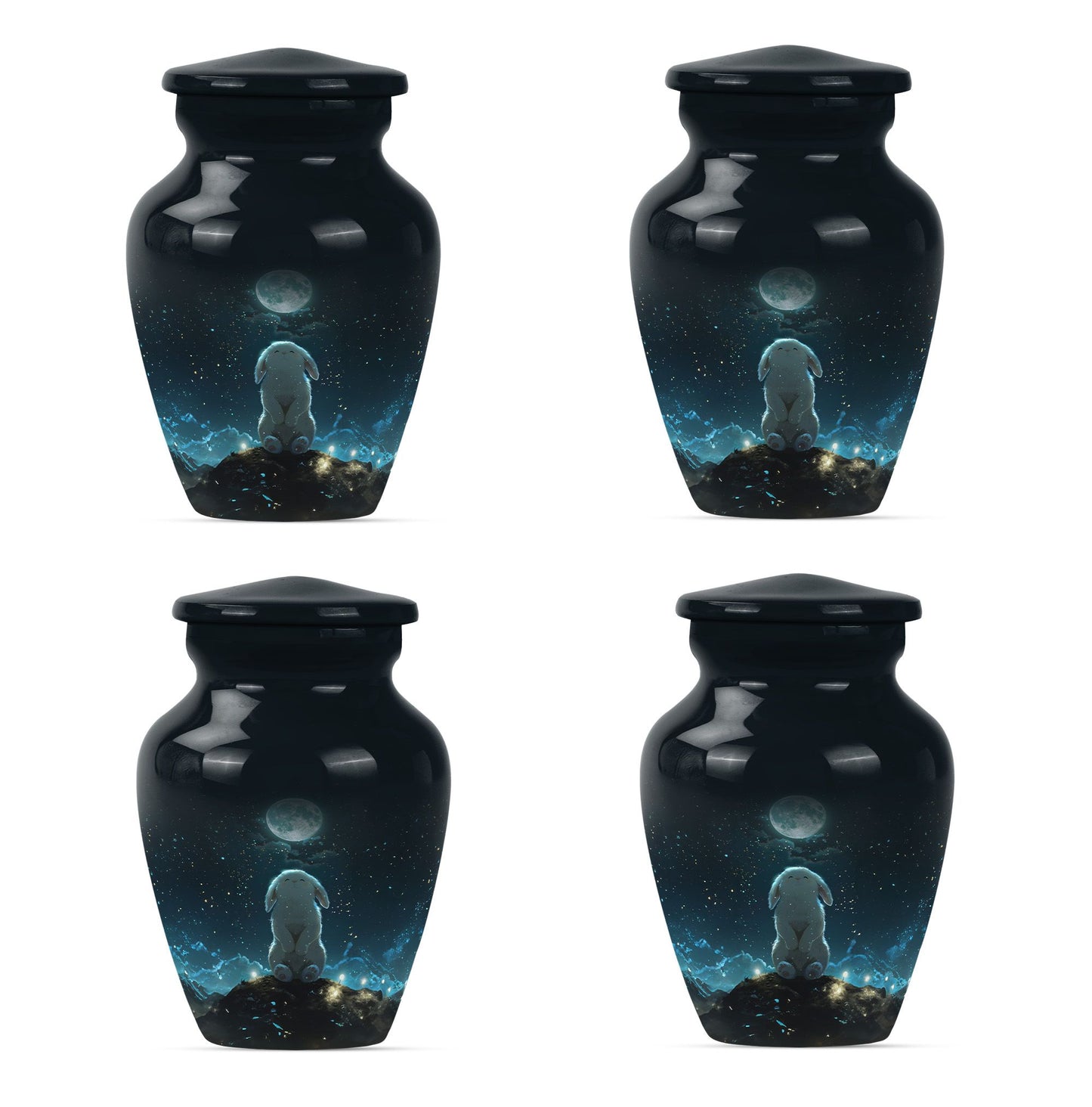 White Personalized Galaxy Cremation Urn for Women - 10-inch, 200 cu in - Yatskia
