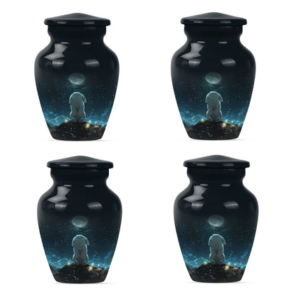 White Personalized Galaxy Cremation Urn for Women - 10-inch, 200 cu in - Yatskia