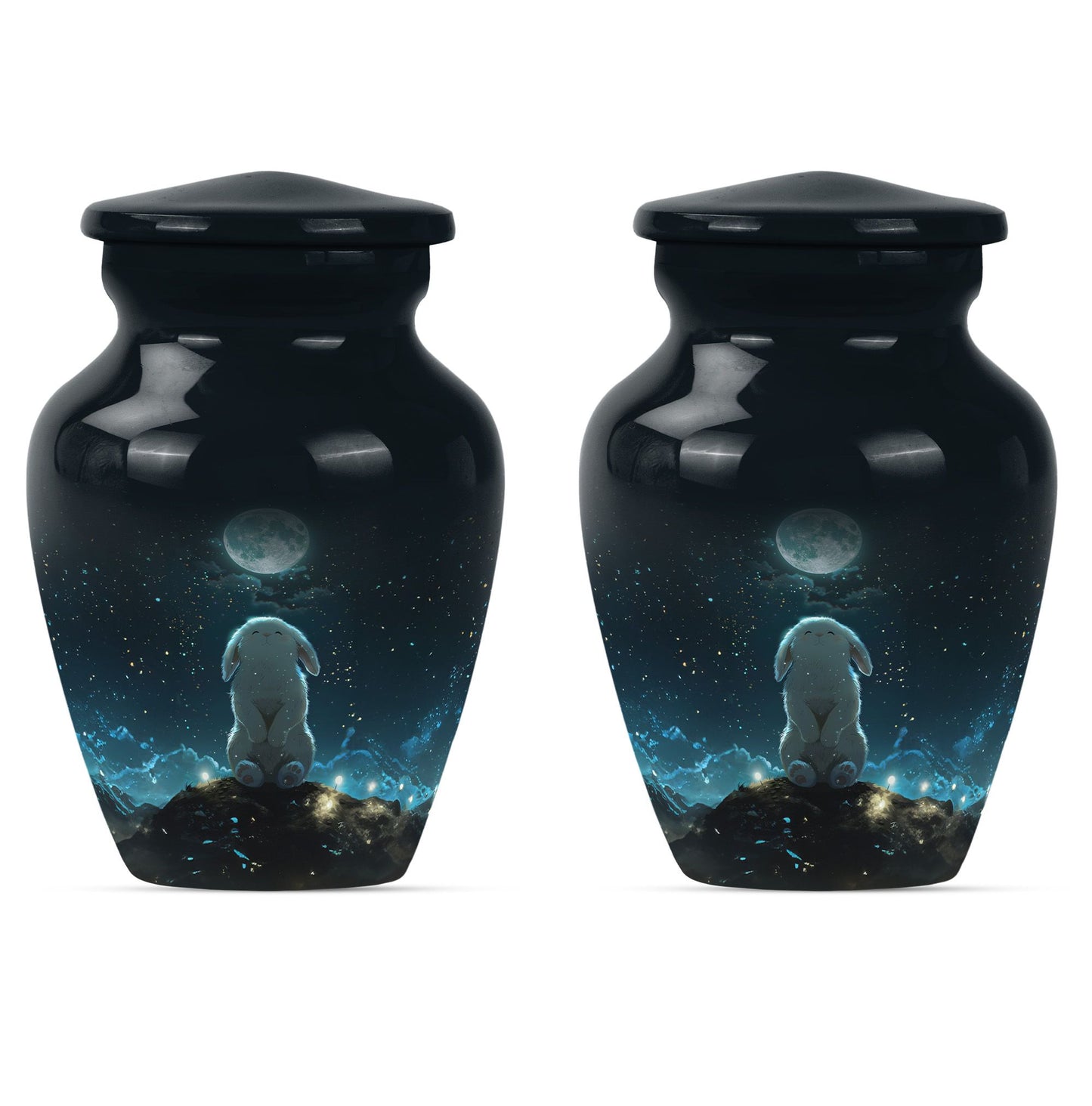 White Personalized Galaxy Cremation Urn for Women - 10-inch, 200 cu in - Yatskia