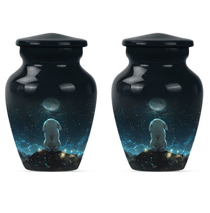 White Personalized Galaxy Cremation Urn for Women - 10-inch, 200 cu in - Yatskia
