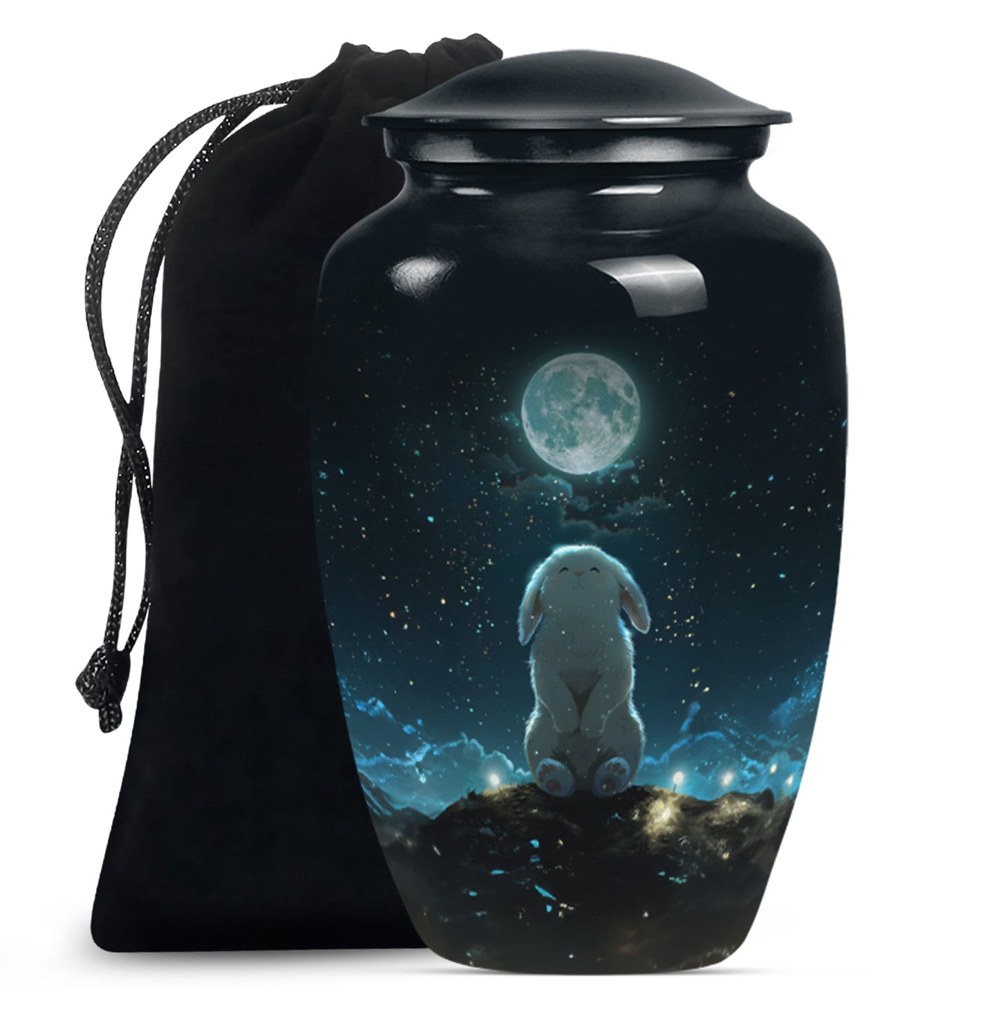 White Personalized Galaxy Cremation Urn for Women - 10-inch, 200 cu in - Yatskia