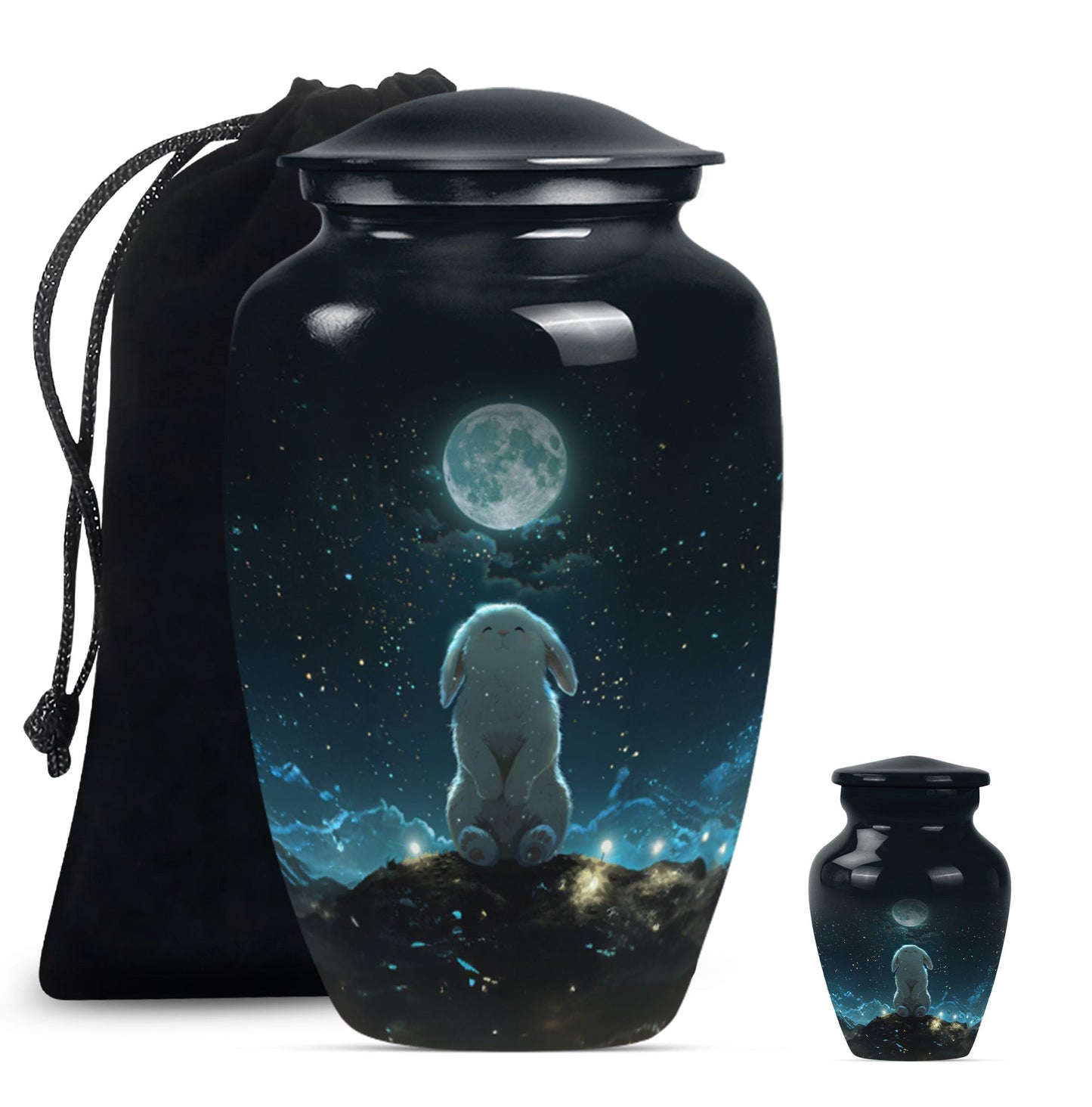 White Personalized Galaxy Cremation Urn for Women - 10-inch, 200 cu in - Yatskia