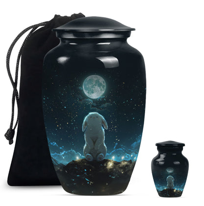 White Personalized Galaxy Cremation Urn for Women - 10-inch, 200 cu in - Yatskia