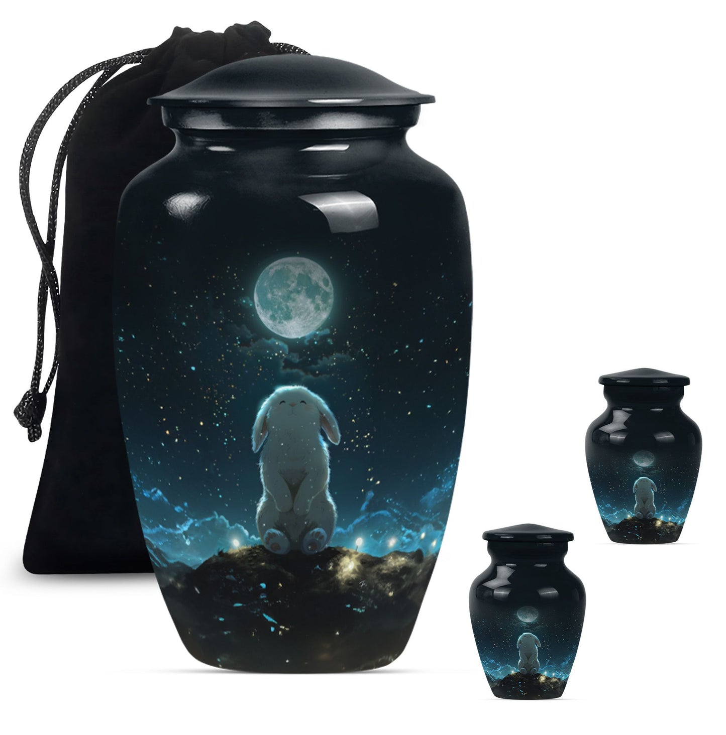 White Personalized Galaxy Cremation Urn for Women - 10-inch, 200 cu in - Yatskia