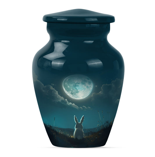 White Bunny Moon Miniature Urns For Human Ashes Funeral, Ashes Urn
