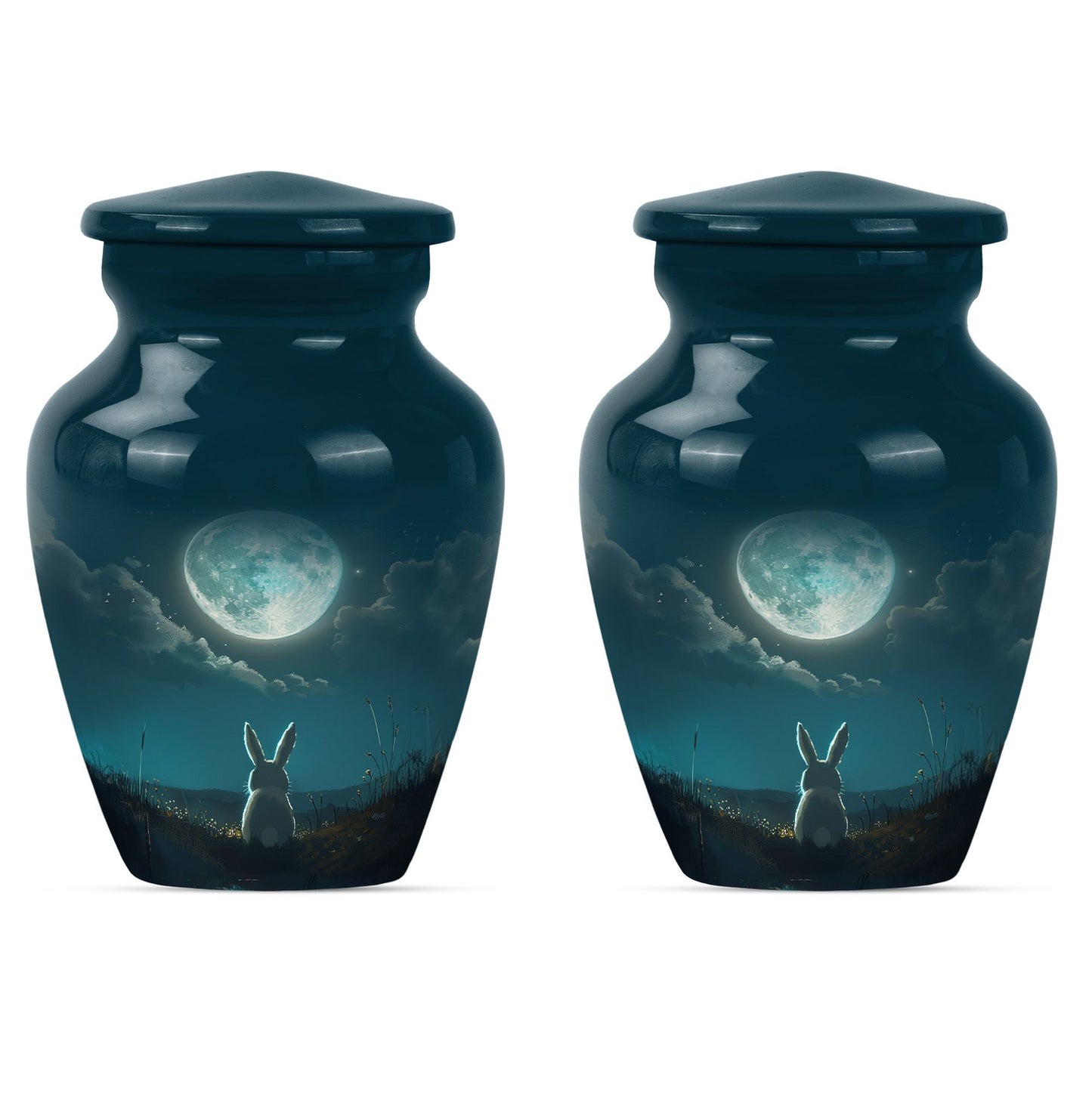 White Personalized Galaxy Cremation Urn for Human Ashes - 10-inch, 200 cu in - Yatskia