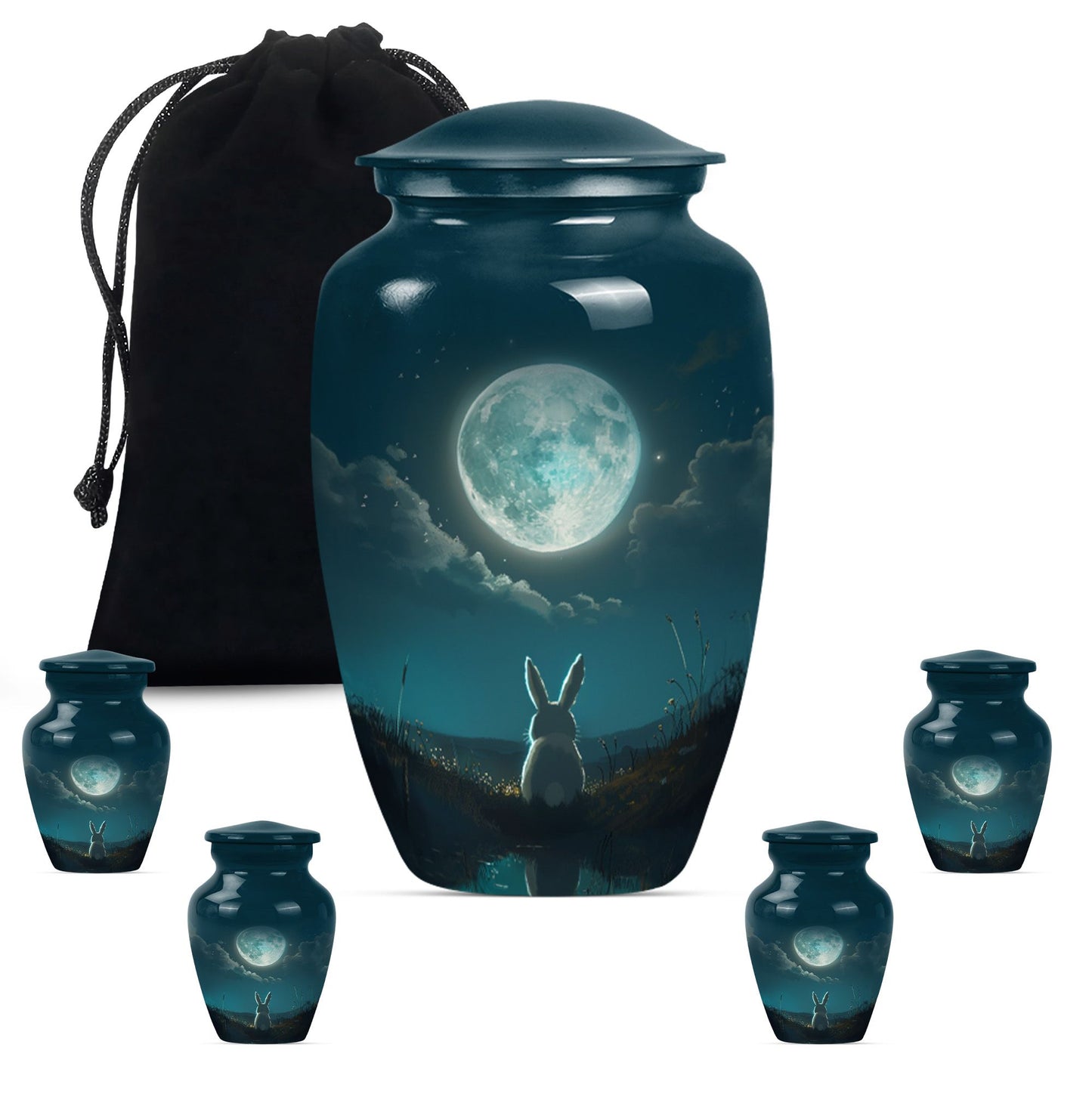 White Personalized Galaxy Cremation Urn for Human Ashes - 10-inch, 200 cu in - Yatskia
