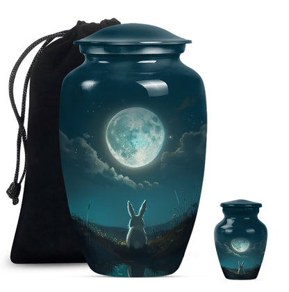 White Personalized Galaxy Cremation Urn for Human Ashes - 10-inch, 200 cu in - Yatskia