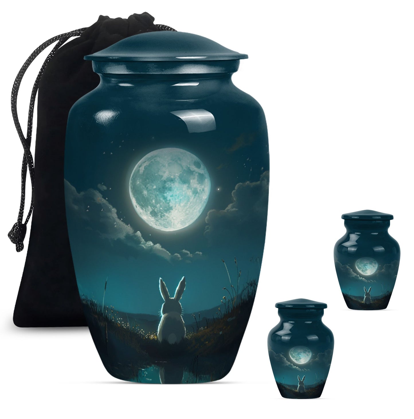 White Personalized Galaxy Cremation Urn for Human Ashes - 10-inch, 200 cu in - Yatskia