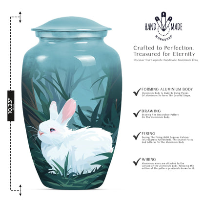 white bunny moon Funeral urn.