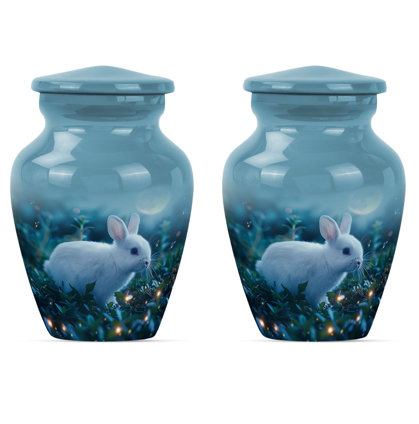 10-inch white bunny moon urn
