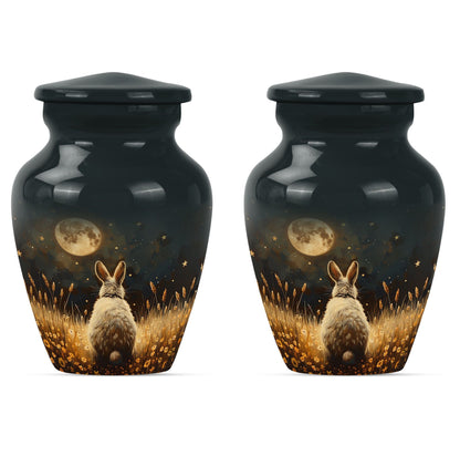 Classic 10-inch white bunny moon urn.