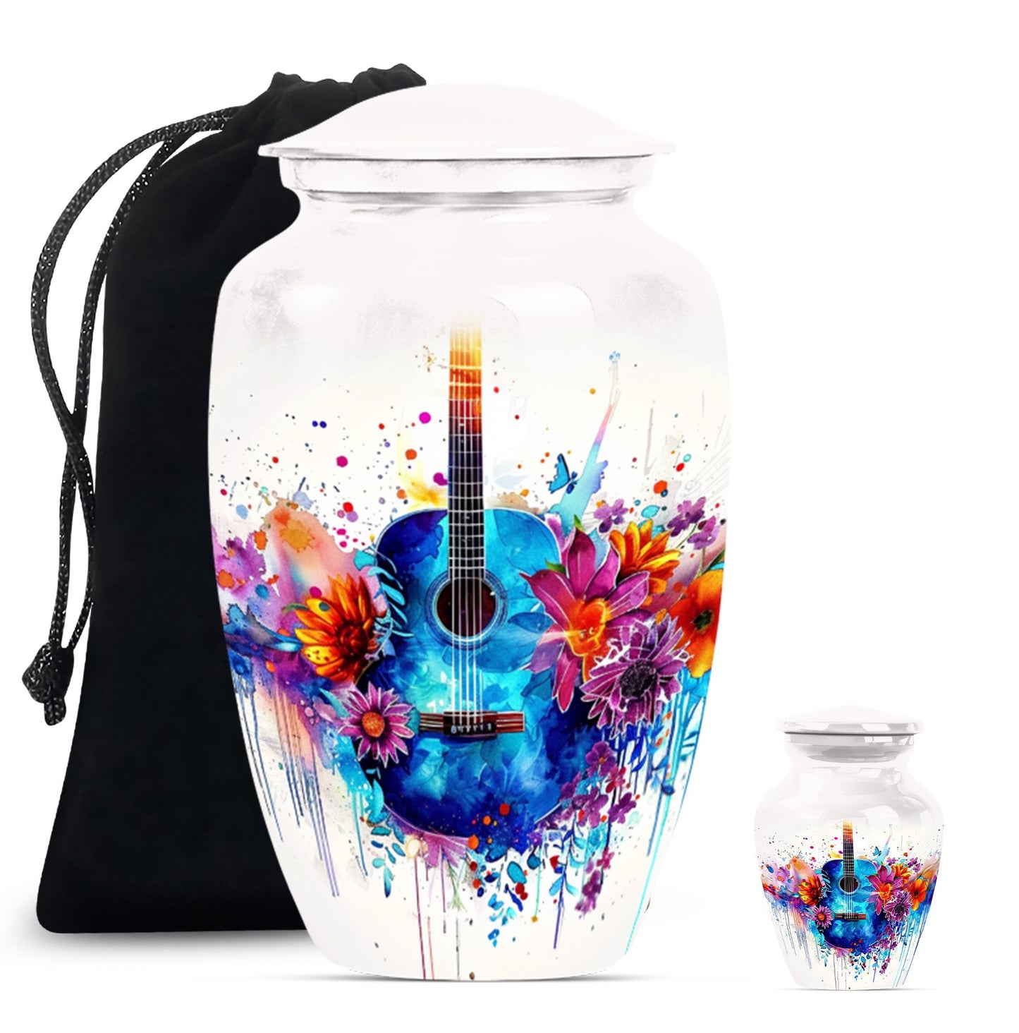 Personalized Guitar Cremation Urn for Human Ashes - 10-inch, 200 cu in - Yatskia