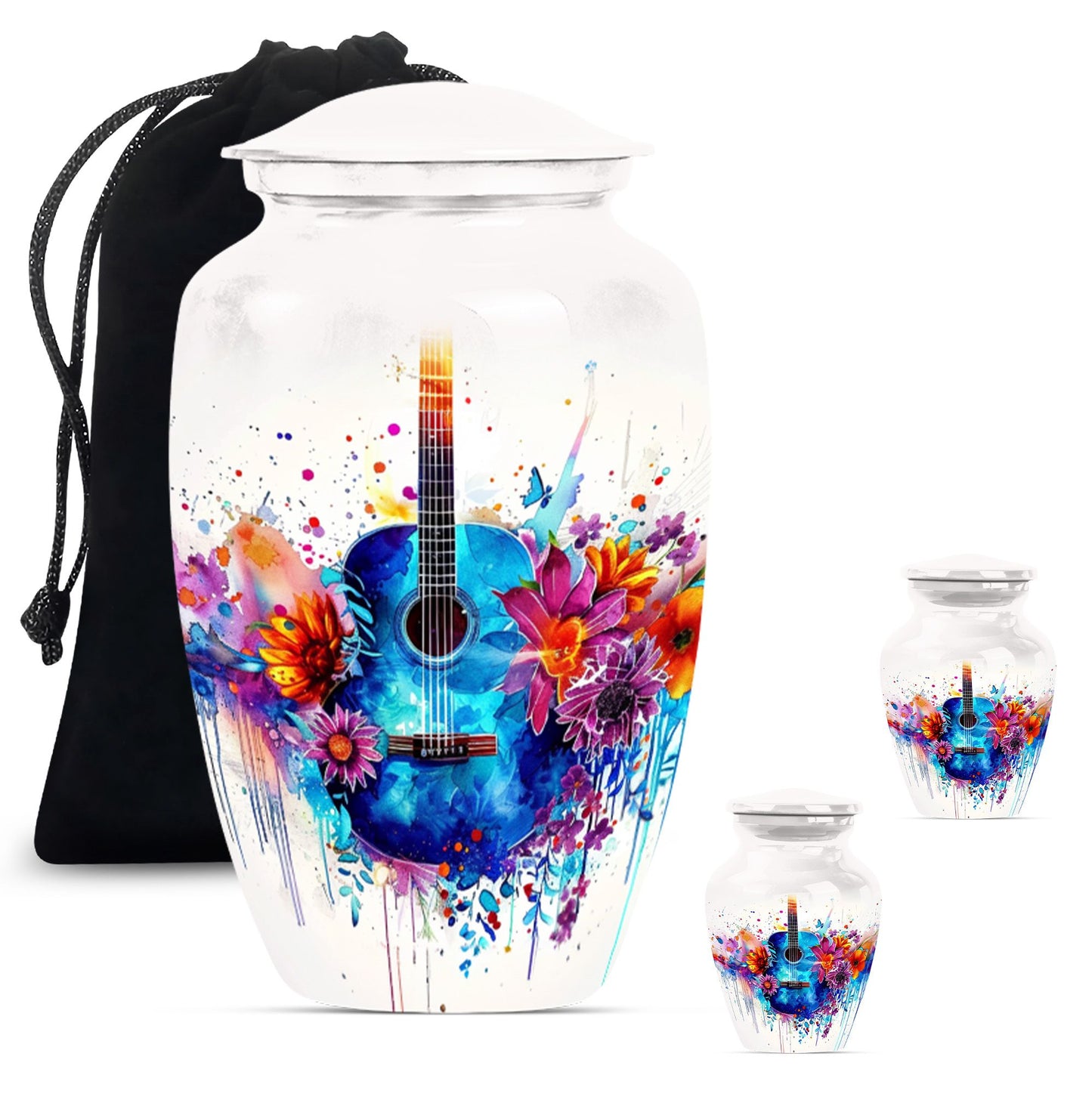 Personalized Guitar Cremation Urn for Human Ashes - 10-inch, 200 cu in - Yatskia