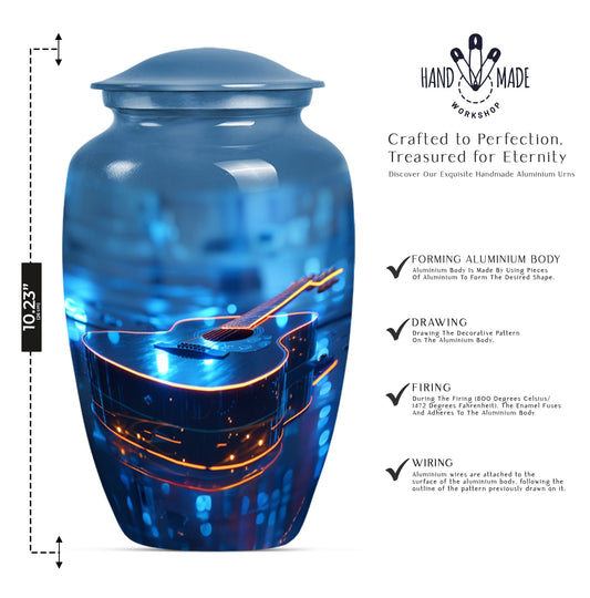 10-inch classic guitar urn for men's memorial, 