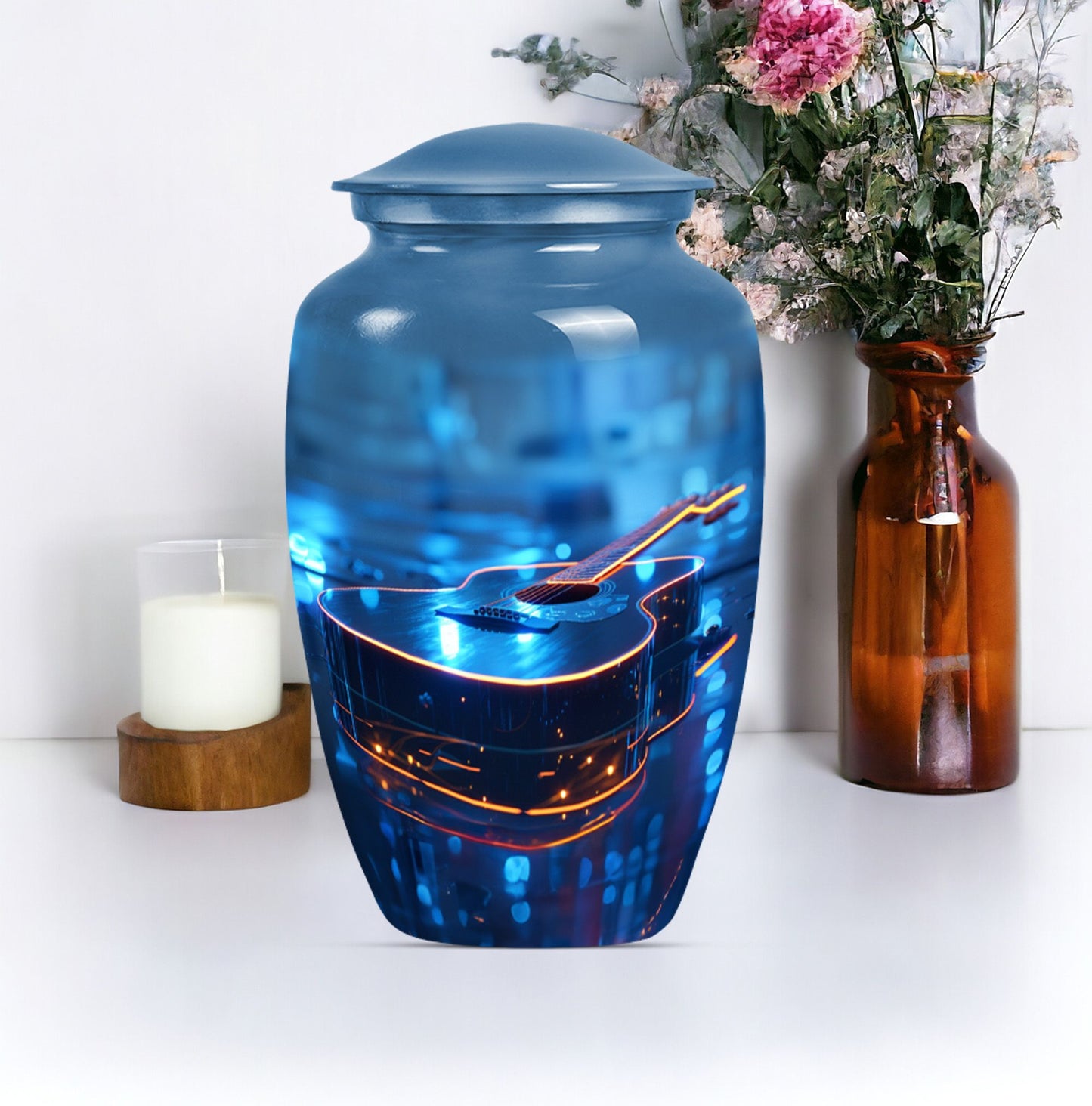 10-inch classic guitar urn for men's memorial, 