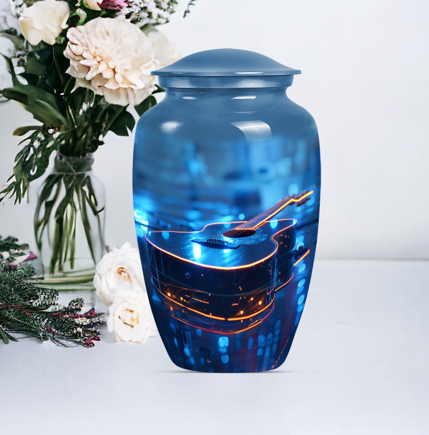10-inch classic guitar urn for men's memorial, 