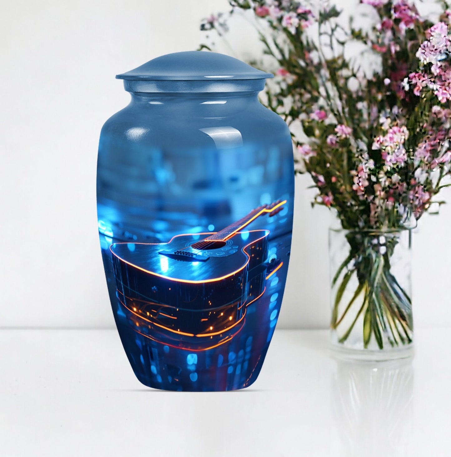 10-inch classic guitar urn for men's memorial, 