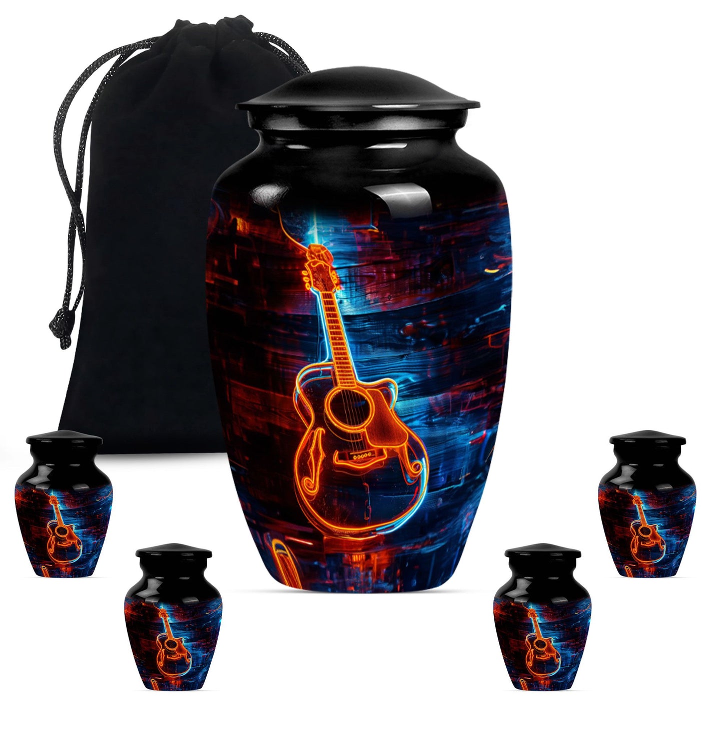 Personalized Guitar Cremation Urn for Human Ashes - 10-inch, 200 cu in - Yatskia