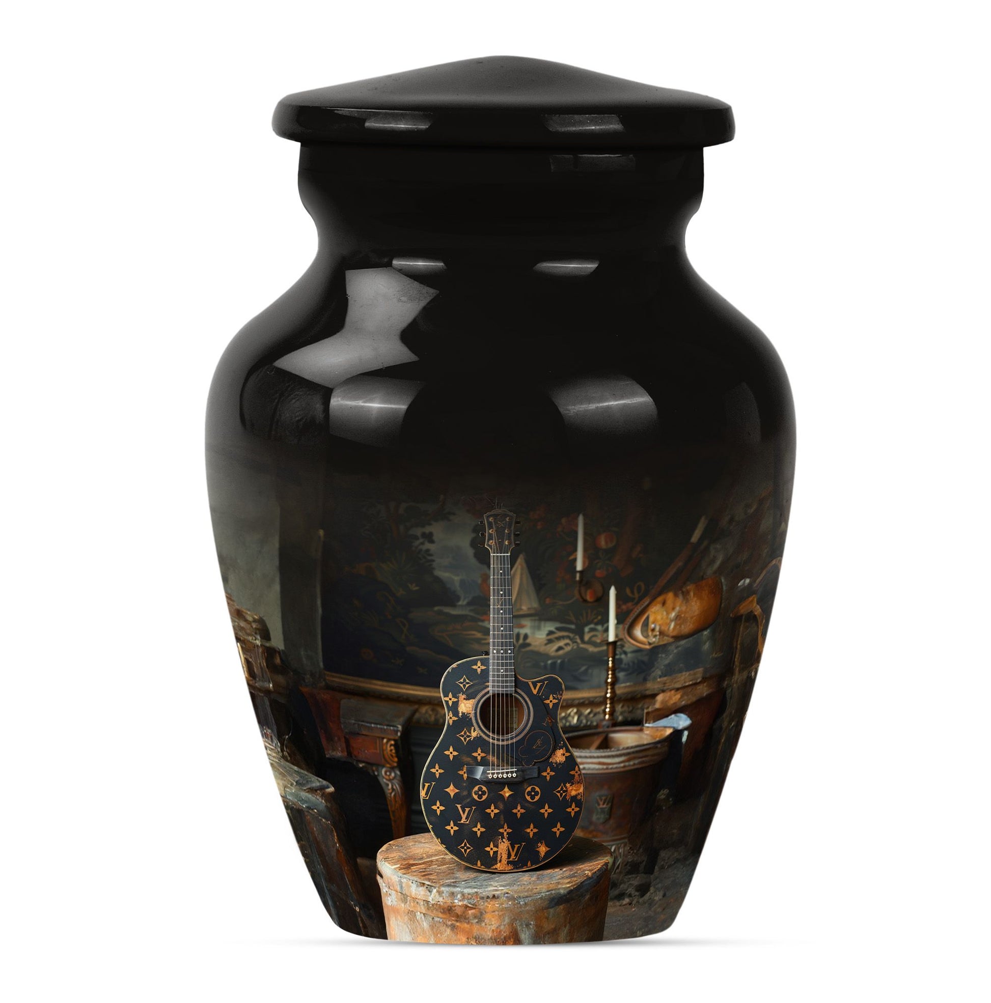 Guitar Small Urn Large Funeral, Ashes Urn For Ashes