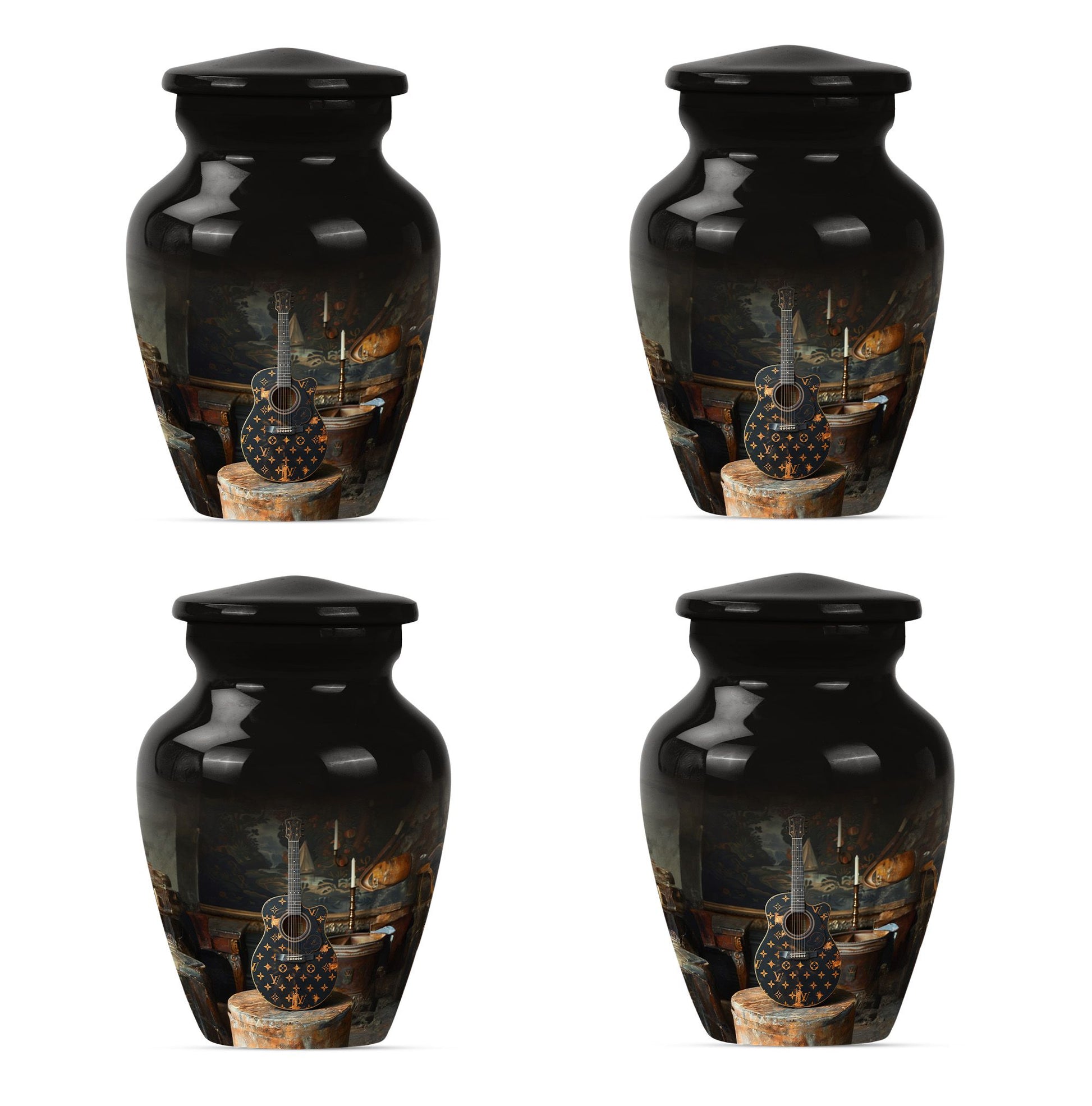 Guitar Small Urn Large Funeral, Ashes Urn For Ashes