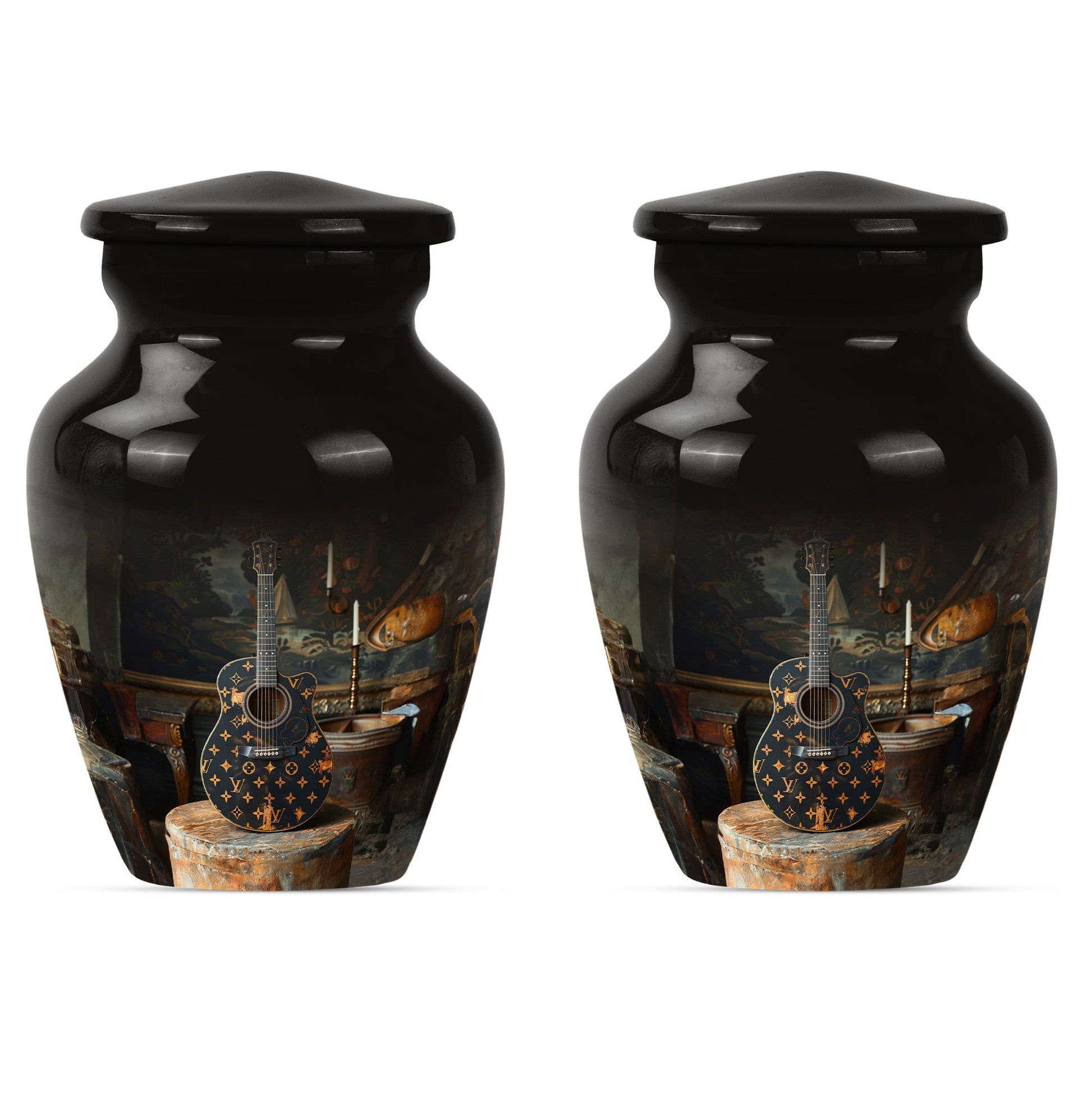 Guitar Small Urn Large Funeral, Ashes Urn For Ashes