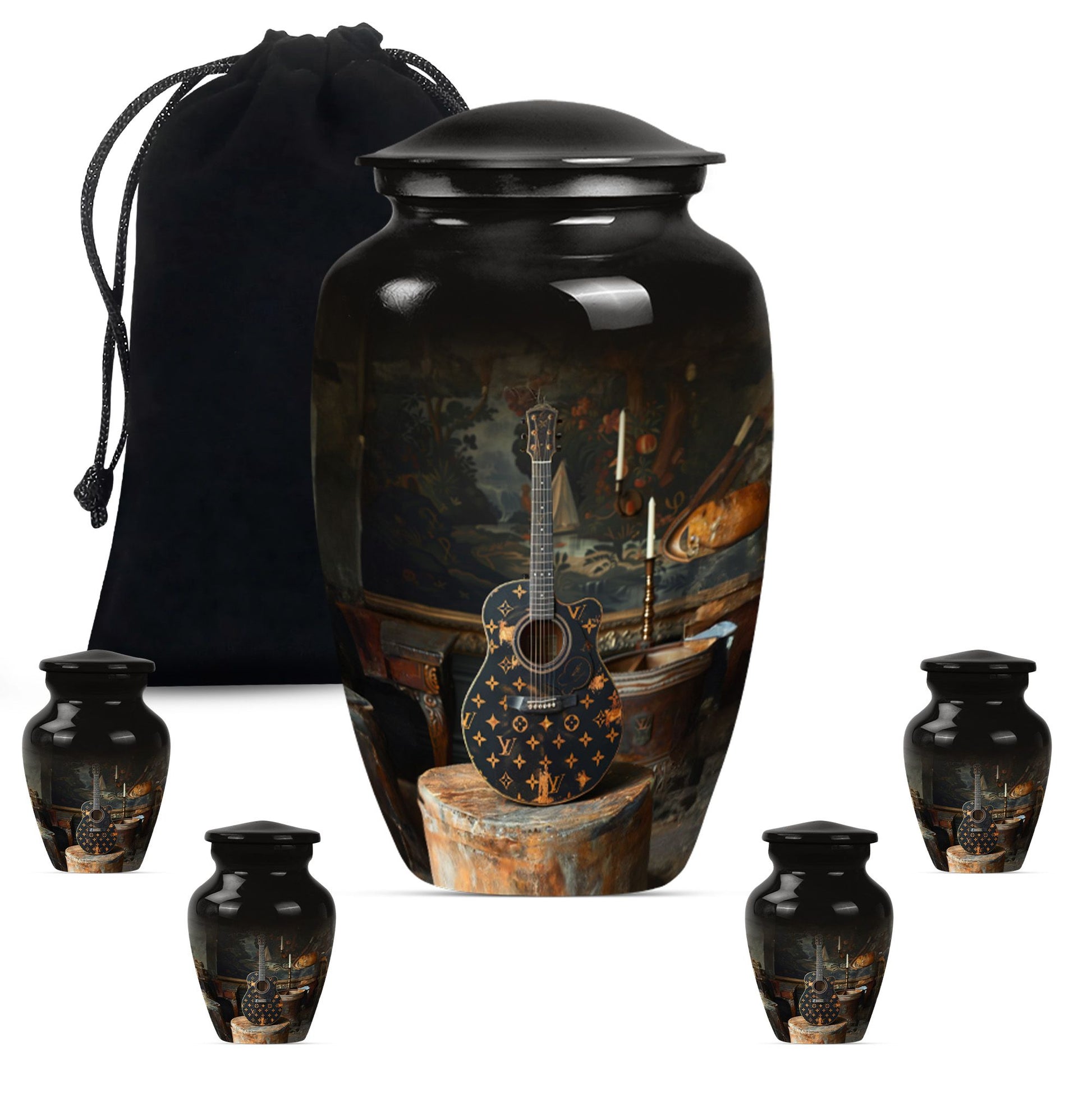Guitar Small Urn Large Funeral, Ashes Urn For Ashes