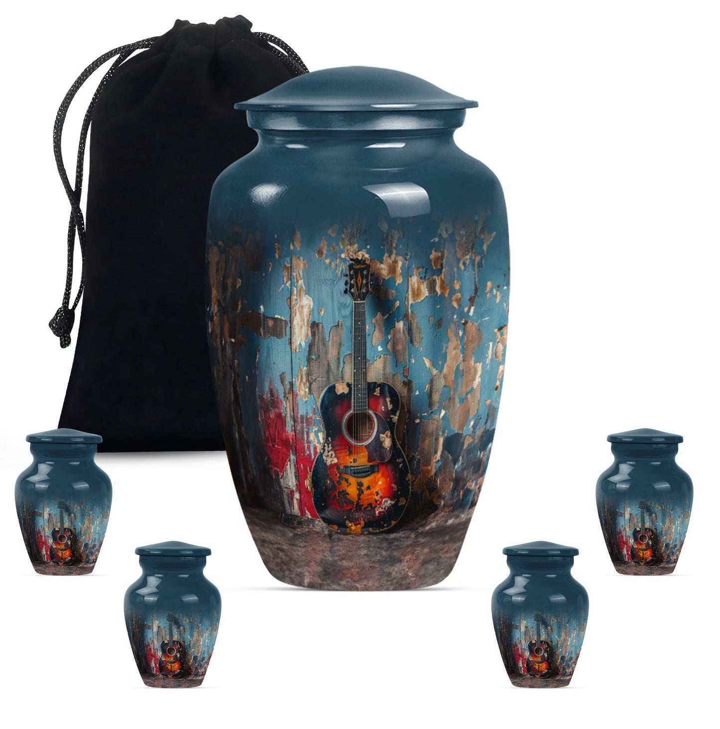 Personalized Guitar Keepsake Urn for Human Ashes - 10-inch, 200 cu in - Yatskia