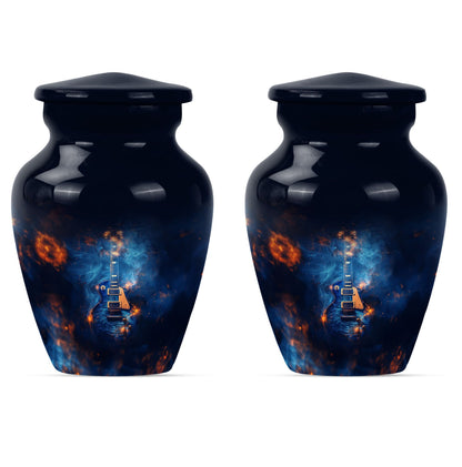 Classic 10-inch Guitar Urn, metal cremation urn for ashes.