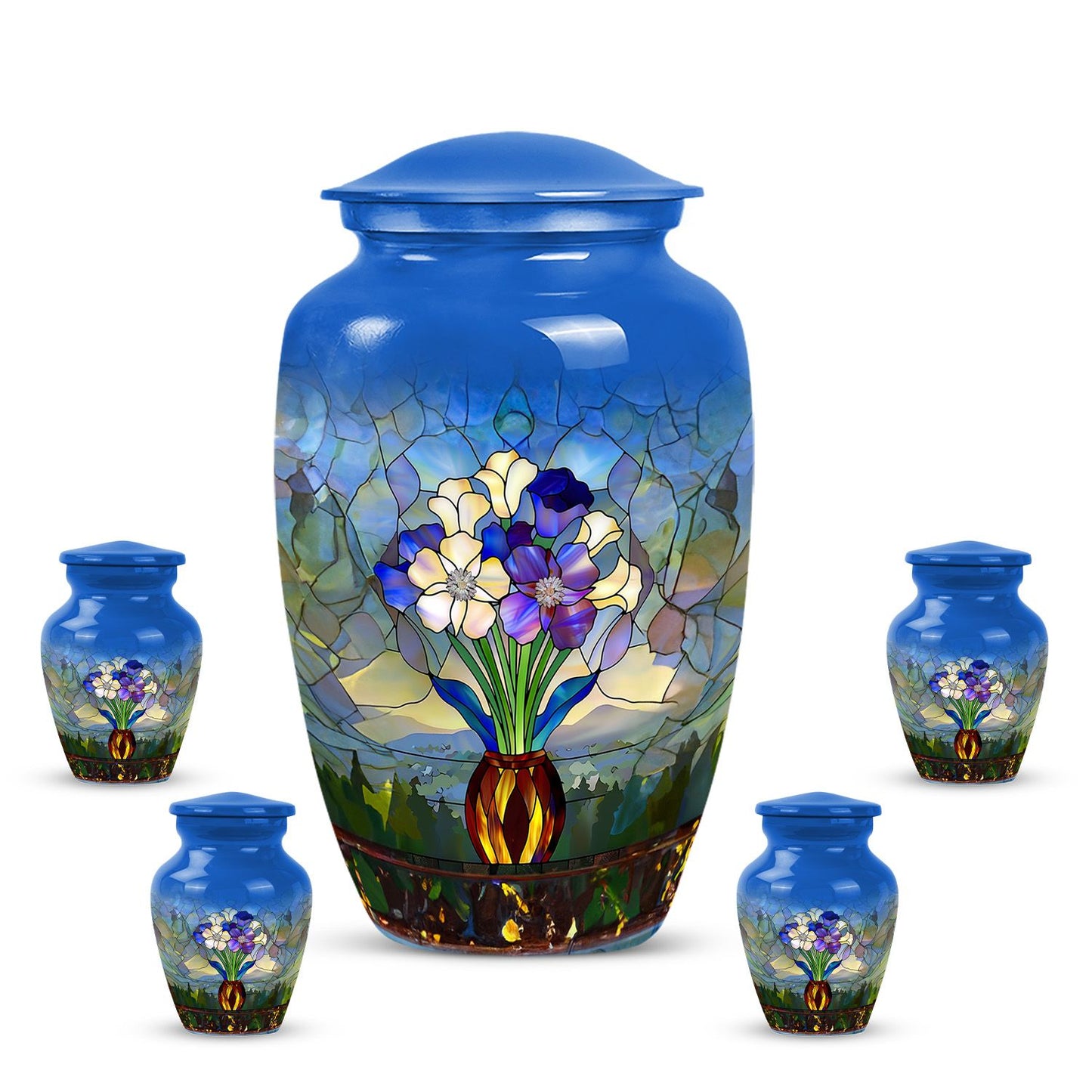 Glass Stained Glass Cremation Urn for Human Ashes - 10-inch, 200 cu in - Yatskia