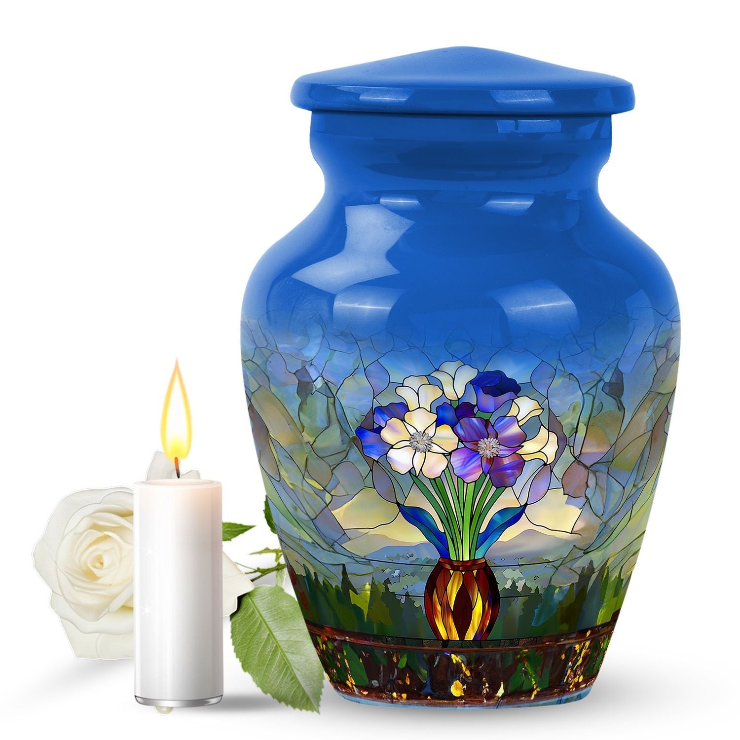 stained glass urn for adult burial